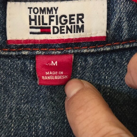 Tommy Hilfiger Denim Vintage Embroidered Spell Out Custom TruckerJacket Size M - Picture 7 of 8